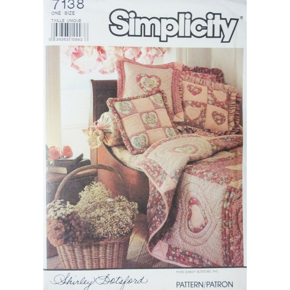Simplicity Sewing Pattern 7138 Quilted Applique Hearts Wall Decor